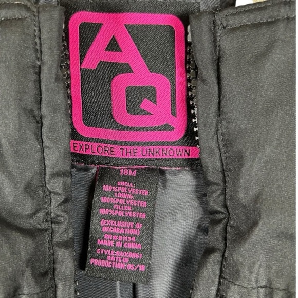 AQ Explore The Unknown Girls Bib Snow Pants Sz 18 Month Pink Black - Picture 6 of 9